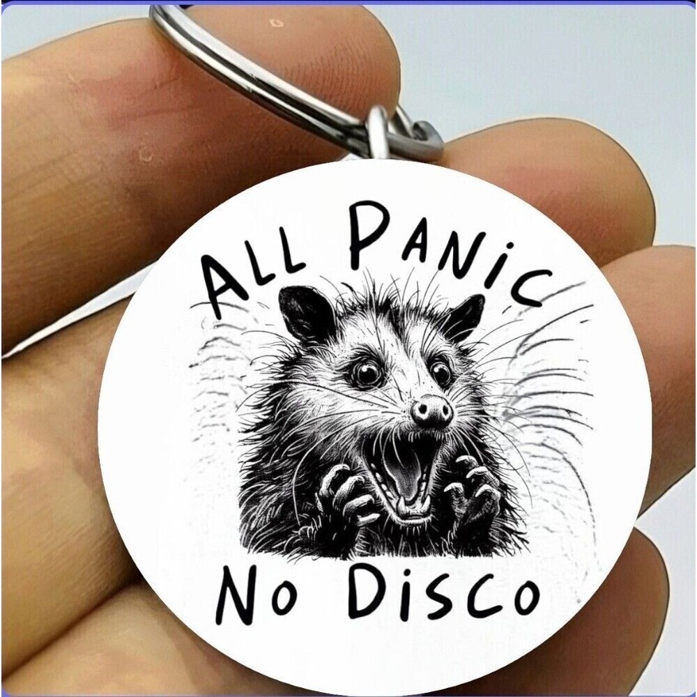 Possum Animal Funnh Cute All Panic No Disco Stainless Keychain Art Handmade